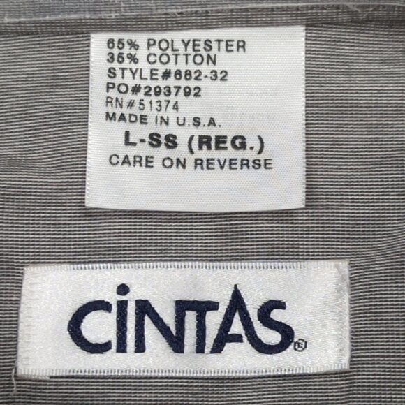 Coca Cola by Cintas Grey Logo Short Sleeve Uniform Button Down Shirt, Men's Larg - Picture 9 of 9